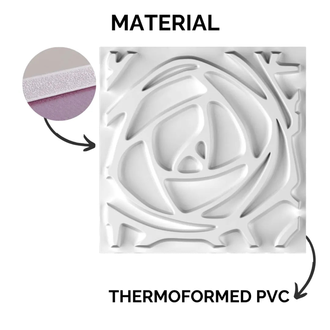 3D PVC Wall Panel - Rose Design