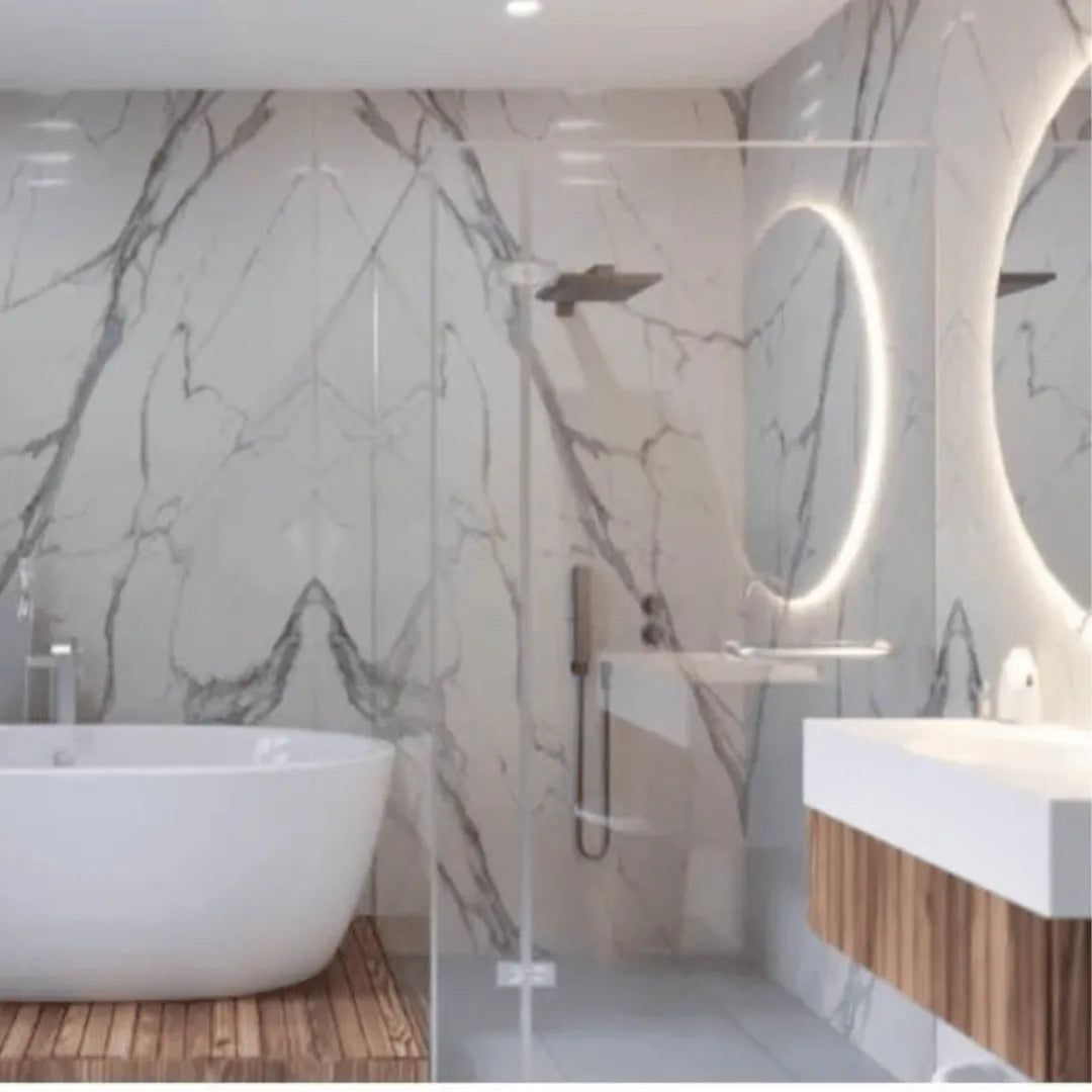 PVC Marble Sheet Panels - White Carrara
