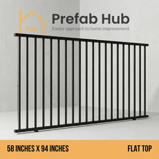 5 ft. Heavy Wrought Iron Fence Galvanized & Powder Coated - 5 ft x 8 ft panel (Flat top)