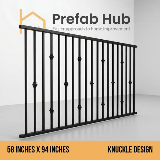 5 ft. Heavy Wrought Iron Fence Galvanized & Powder Coated - 5 ft x 8 ft Panel (Knuckle design)