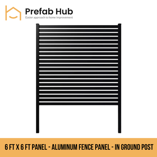 Aluminum Slat Fence Panel Powder Coated - 6 ft x 6 ft panel
