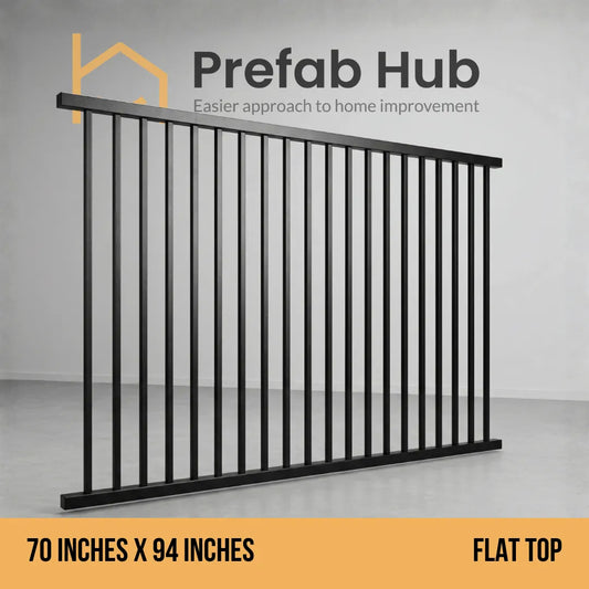 6 ft. Heavy Wrought Iron Fence Galvanized & Powder Coated - 6 ft x 8 ft panel (Flat top)