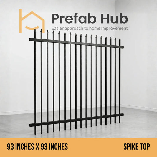 8 ft. Heavy Wrought Iron Fence Galvanized & Powder Coated - 8 ft x 8 ft panel (Spike Top)