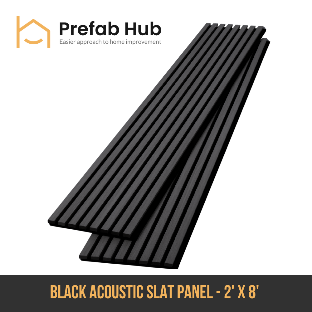Acoustic Slat Wall Panel - Black (2 ft x 8 ft) – Prefab Hub Acoustic Slat Wall Panel - Black (2 ft x 8 ft) – Prefab Hub