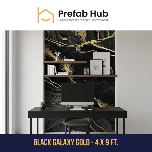 PVC Marble Sheet Panels – Black Galaxy Gold