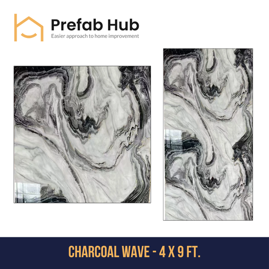 PVC Marble Sheet Panels - Charcoal Wave Marble