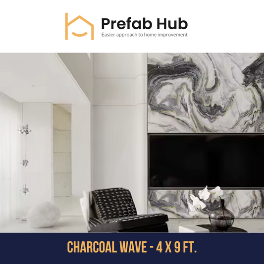 PVC Marble Sheet Panels - Charcoal Wave Marble
