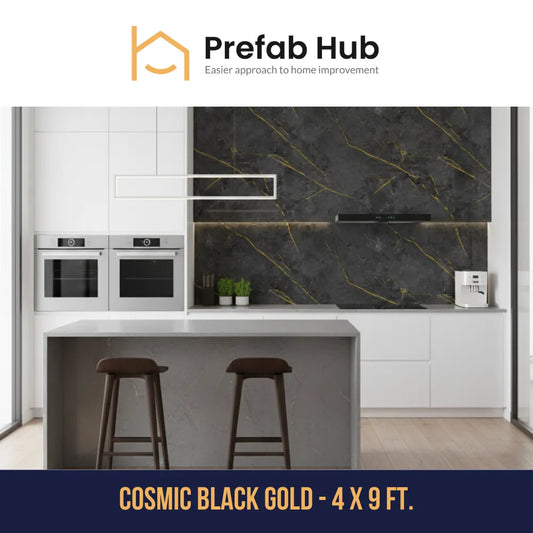 PVC Marble Sheet Panels - Cosmic Black Gold