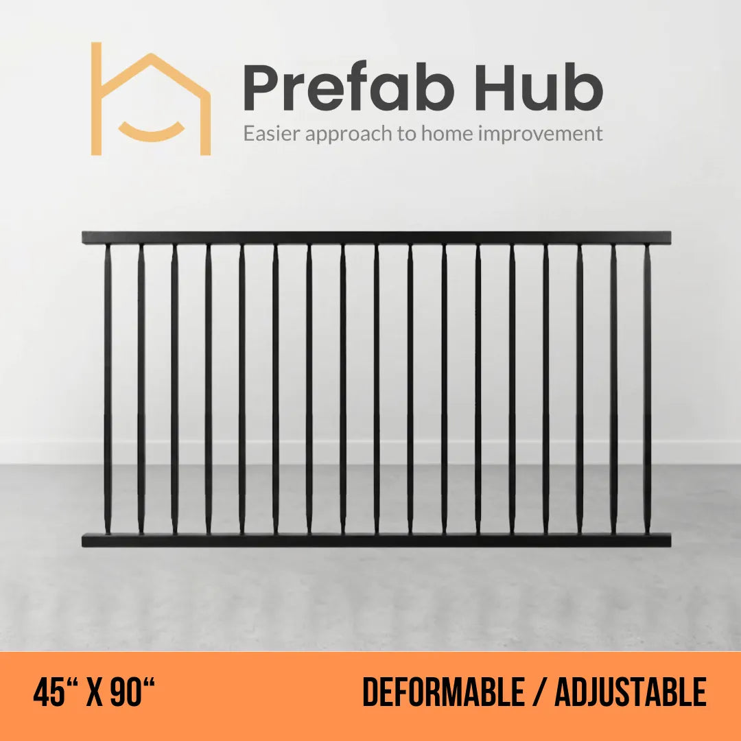 45" x 90" Deformable Wrought Iron Fence Panel – Galvanized & Powder Coated | 45" x 90" | Adjustable / Rakeable Panel (Flat Top)