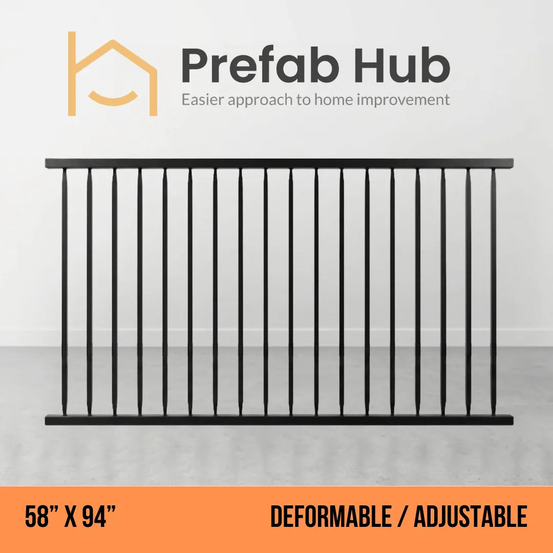 58" x 94" Deformable Wrought Iron Fence Panel – Galvanized & Powder Coated | 58" x 94" | Adjustable / Rakeable Panel (Flat Top)