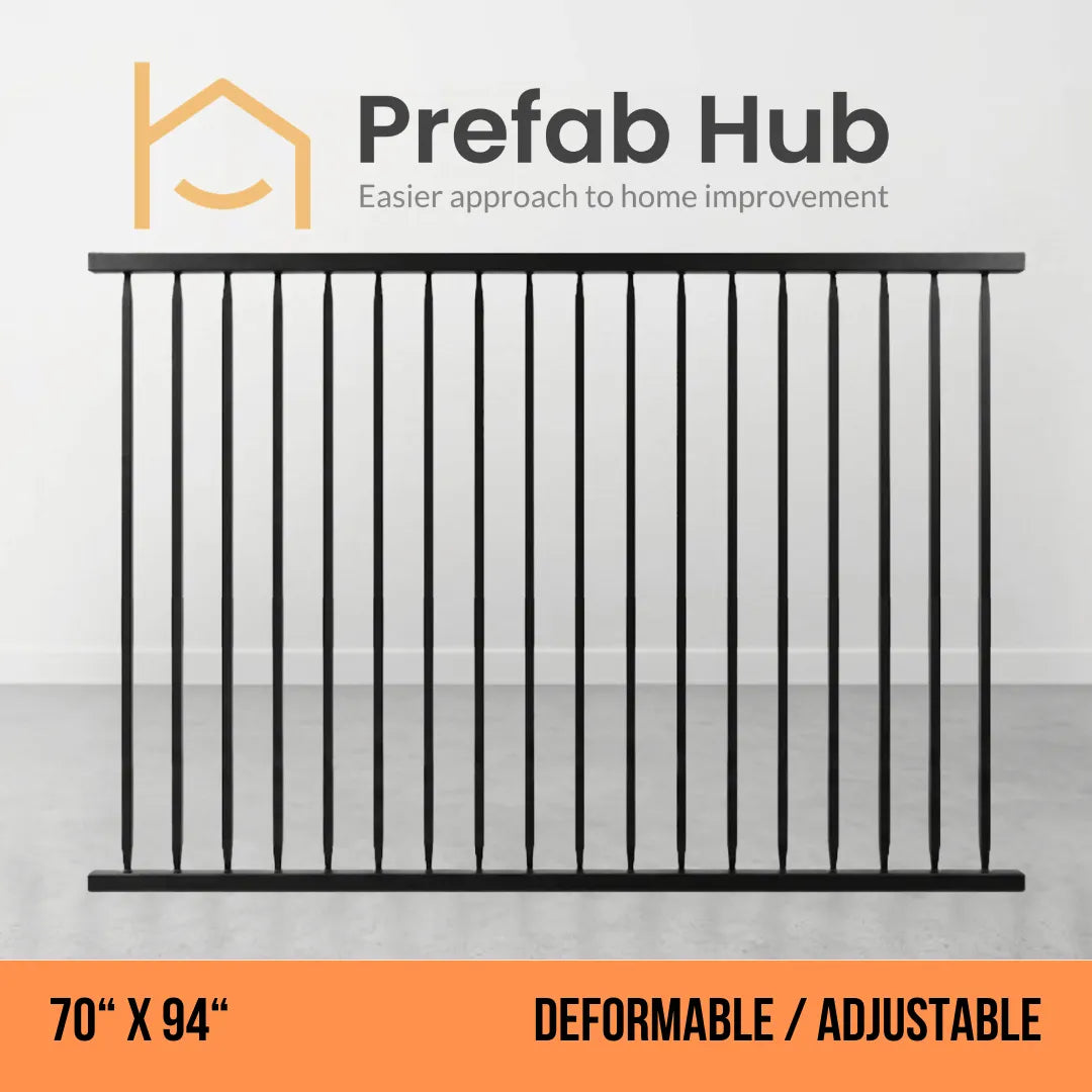 70" x 94" Deformable Wrought Iron Fence Panel – Galvanized & Powder Coated | 70" x 94" | Adjustable / Rakeable Panel (Flat Top)