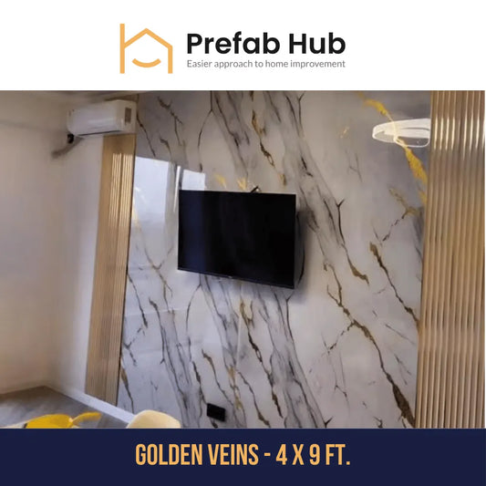PVC Marble Sheet Panels - Golden Veins