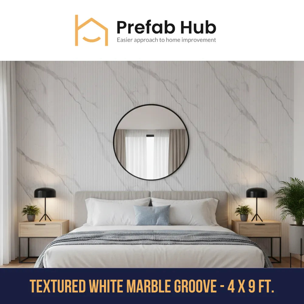 PVC Marble Sheet Panels – Textured White Marble Groove