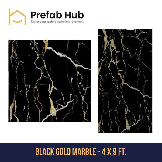 PVC Marble Sheet Panels - Black Gold Marble
