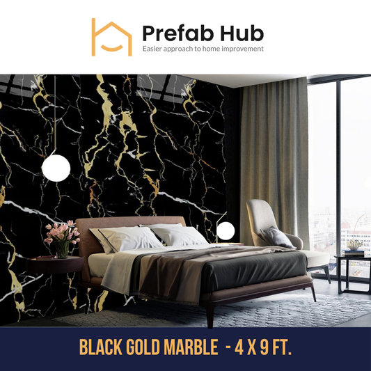 PVC Marble Sheet Panels - Black Gold Marble