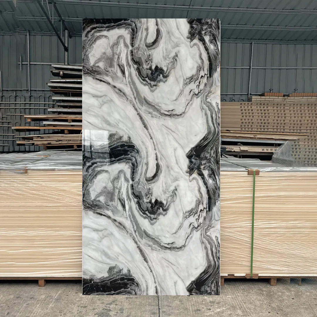 PVC Marble Sheet Panels - Charcoal Wave Marble