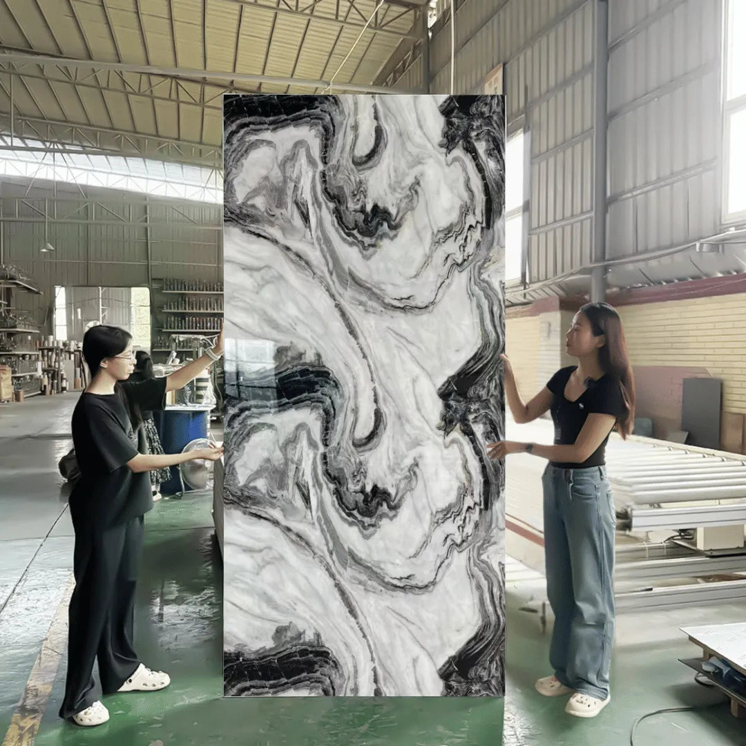 PVC Marble Sheet Panels - Charcoal Wave Marble