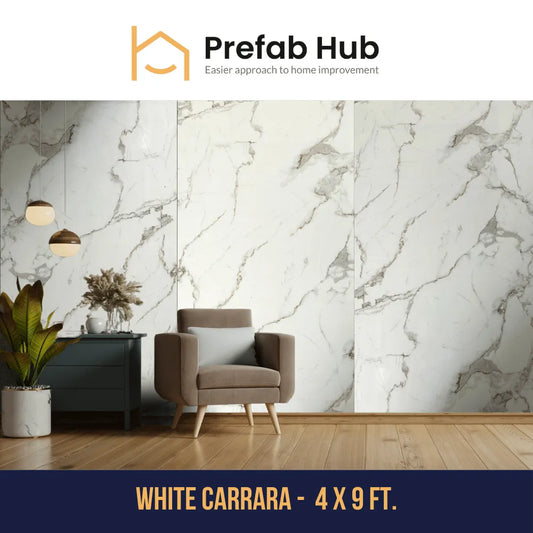 PVC Marble Sheet Panels - White Carrara