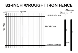 7 ft. Heavy Wrought Iron Fence Galvanized & Powder Coated - 7 ft x 8 ft panel (Spike Top)