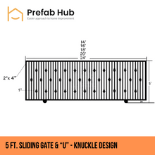 Gates & Door - 5ft Sliding Gate with U-Shaped Track - Knuckle Design