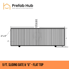 Gates & Door - 5ft Sliding Gate with U-Shaped Track - Flat Top