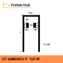 Gates & Door - 5ft Sliding Gate with U-Shaped Track - Flat Top