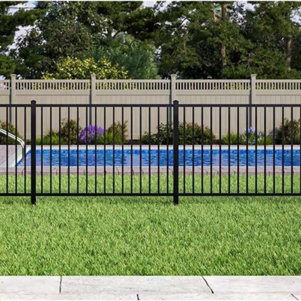 4 ft. Heavy Wrought Iron Fence Galvanized & Powder Coated 4 ft x 8 ft panel (Flat Top)