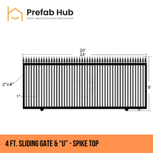 Gates & Door - 8ft Sliding Gate with U-Shaped Track - Spike Top