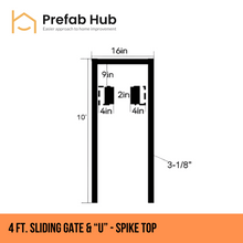 Gates & Door - 8ft Sliding Gate with U-Shaped Track - Spike Top