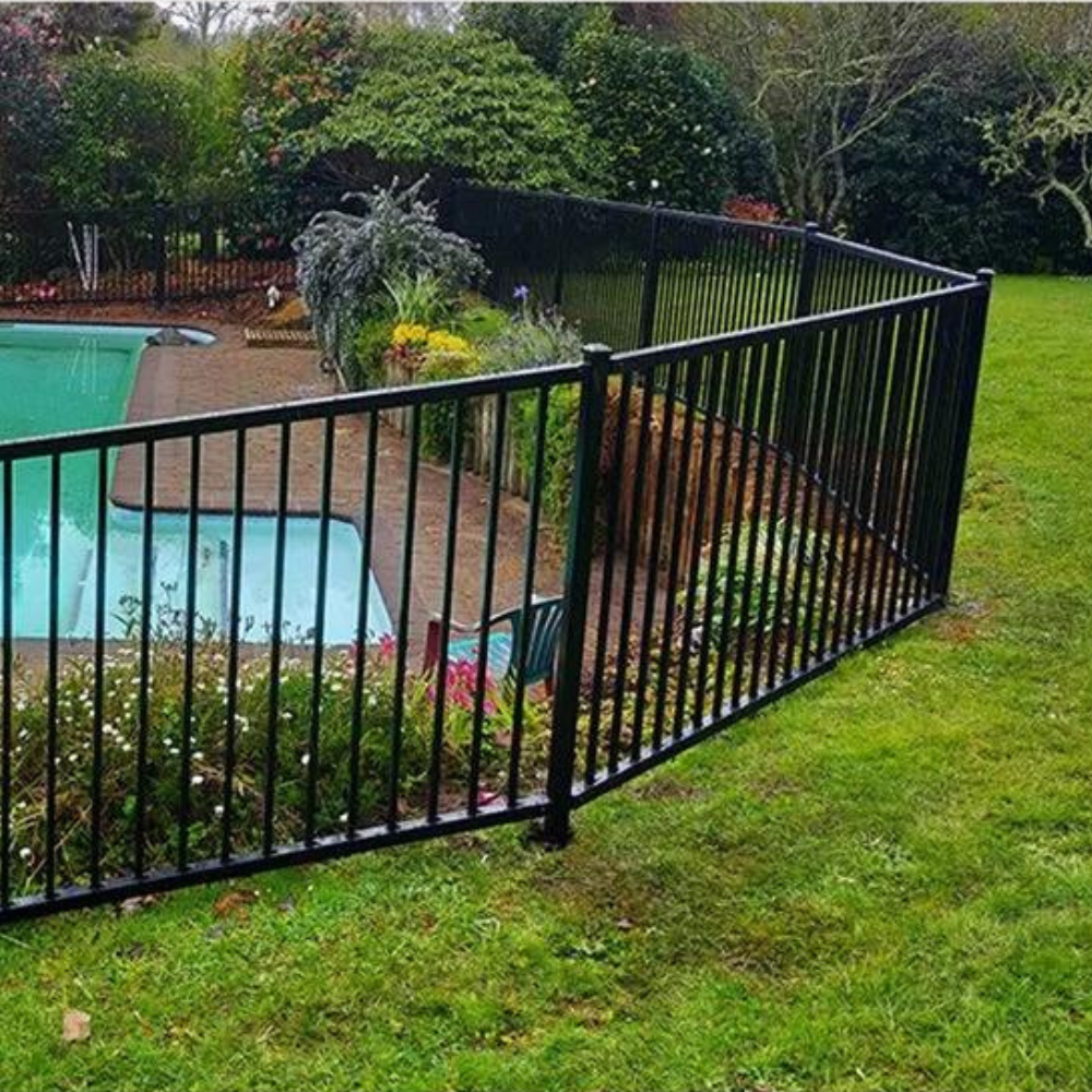 4 ft. Heavy Wrought Iron Fence Galvanized & Powder Coated 4 ft x 8 ft panel (Flat Top)