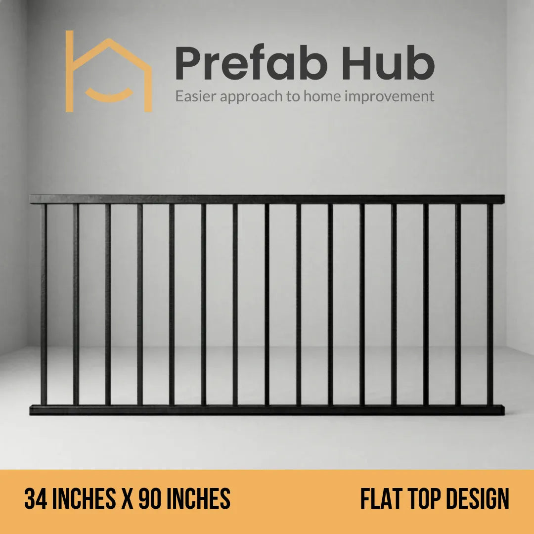 3 ft. Heavy Wrought Iron Fence Galvanized & Powder Coated 3 ft x 8 ft panel (Flat Top)