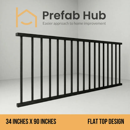 3 ft. Heavy Wrought Iron Fence Galvanized & Powder Coated 3 ft x 8 ft panel (Flat Top)