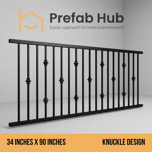3 ft. Heavy Wrought Iron Fence Galvanized & Powder Coated 3 ft x 8 ft panel (Knuckle Design)