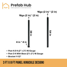3 ft. Heavy Wrought Iron Fence Galvanized & Powder Coated 3 ft x 8 ft panel (Knuckle Design)
