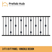 3 ft. Heavy Wrought Iron Fence Galvanized & Powder Coated 3 ft x 8 ft panel (Knuckle Design)