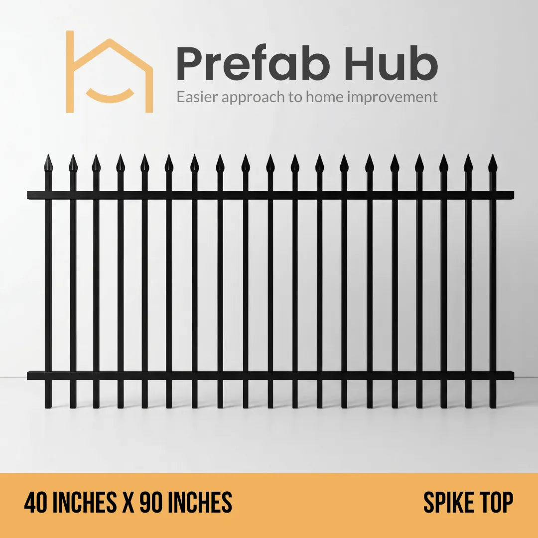 4 ft. Heavy Wrought Iron Fence Galvanized & Powder Coated - 4 ft x 8 ft Panel (Spike Top)