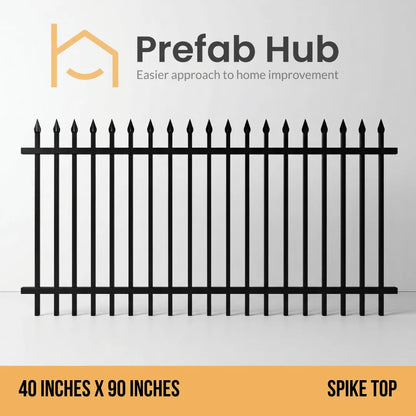 4 ft. Heavy Wrought Iron Fence Galvanized & Powder Coated - 4 ft x 8 ft Panel (Spike Top)