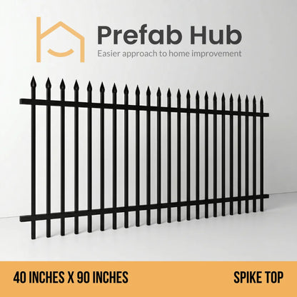 4 ft. Heavy Wrought Iron Fence Galvanized & Powder Coated - 4 ft x 8 ft Panel (Spike Top)