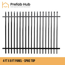 4 ft. Heavy Wrought Iron Fence Galvanized & Powder Coated - 4 ft x 8 ft Panel (Spike Top)