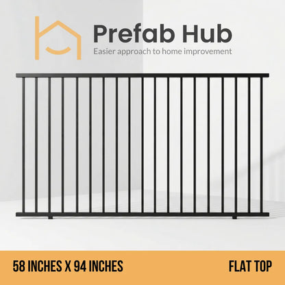 5 ft. Heavy Wrought Iron Fence Galvanized & Powder Coated - 5 ft x 8 ft panel (Flat top)