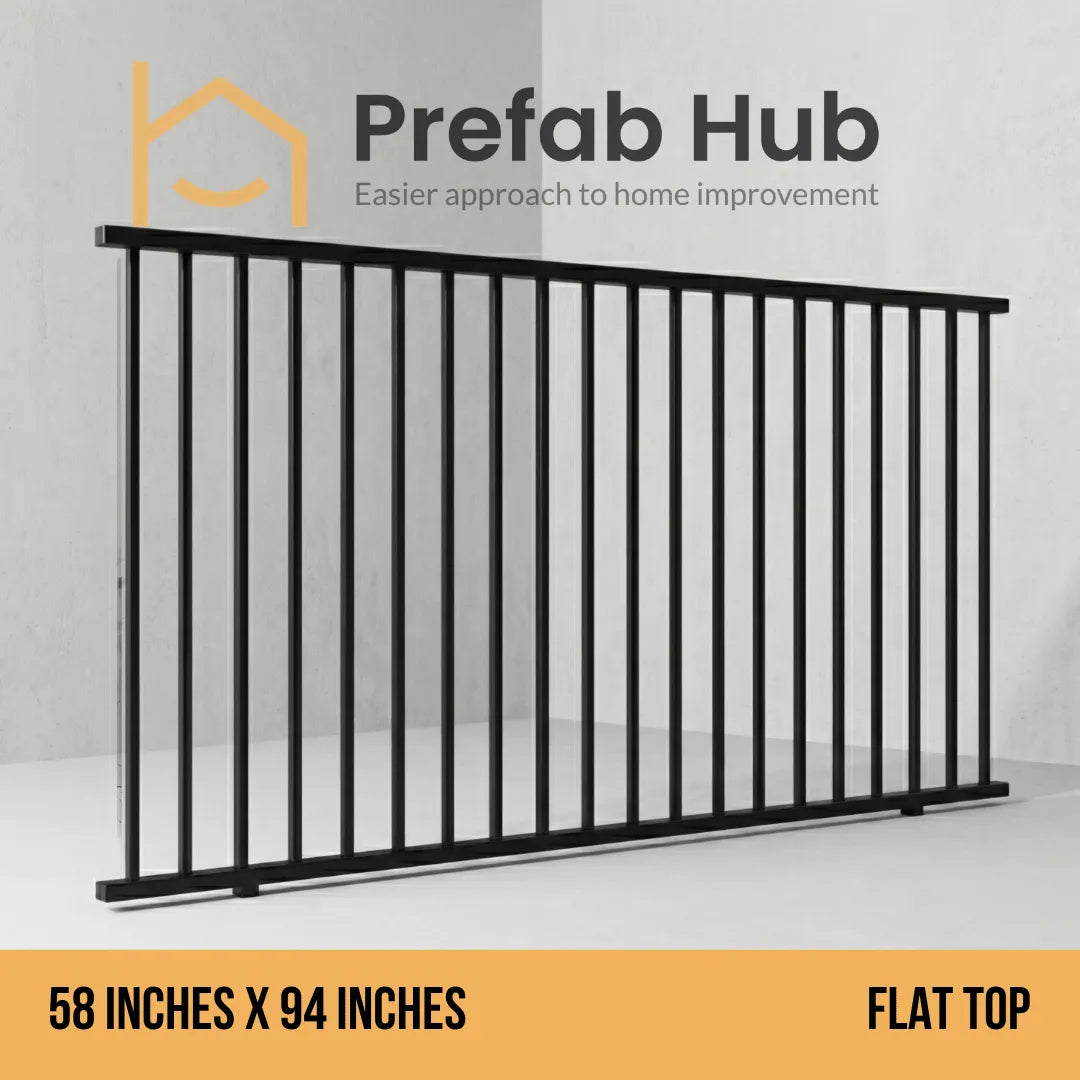 5 ft. Heavy Wrought Iron Fence Galvanized & Powder Coated - 5 ft x 8 ft panel (Flat top)
