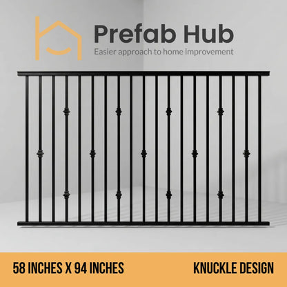 5 ft. Heavy Wrought Iron Fence Galvanized & Powder Coated - 5 ft x 8 ft Panel (Knuckle design)
