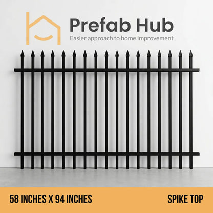 5 ft. Heavy Wrought Iron Fence Galvanized & Powder Coated - 5 ft x 8 ft panel (Spike Top)