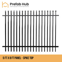 5 ft. Heavy Wrought Iron Fence Galvanized & Powder Coated - 5 ft x 8 ft panel (Spike Top)