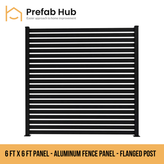 Aluminum Slat Fence Panel Galvanized & Powder Coated - 6 ft x 6 ft panel