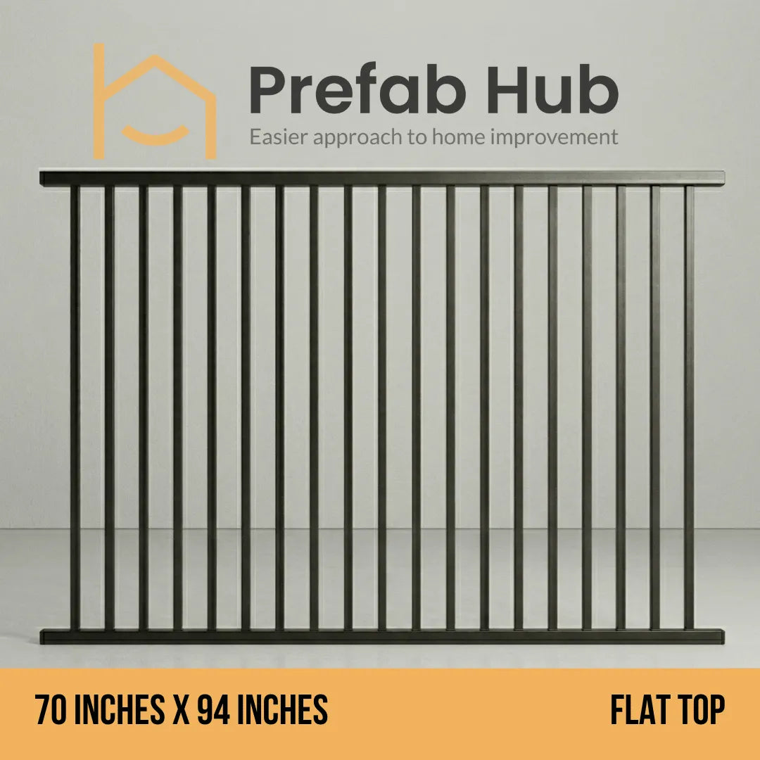 6 ft. Heavy Wrought Iron Fence Galvanized & Powder Coated - 6 ft x 8 ft panel (Flat top)