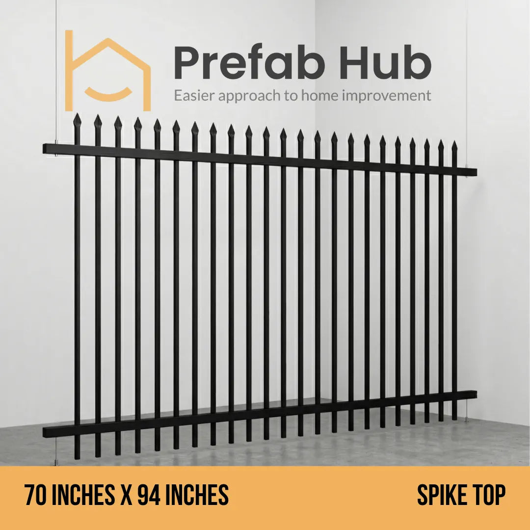 6 ft. Heavy Wrought Iron Fence Galvanized & Powder Coated - 6 ft x 8 ft panel (Spike Top)