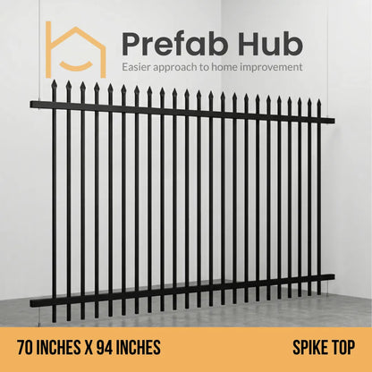 6 ft. Heavy Wrought Iron Fence Galvanized & Powder Coated - 6 ft x 8 ft panel (Spike Top)