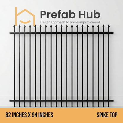 7 ft. Heavy Wrought Iron Fence Galvanized & Powder Coated - 7 ft x 8 ft panel (Spike Top)