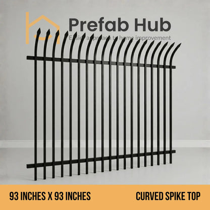8 ft. Heavy Wrought Iron Fence Galvanized & Powder Coated - 8 ft x 8 ft Panel (Curve Spike)